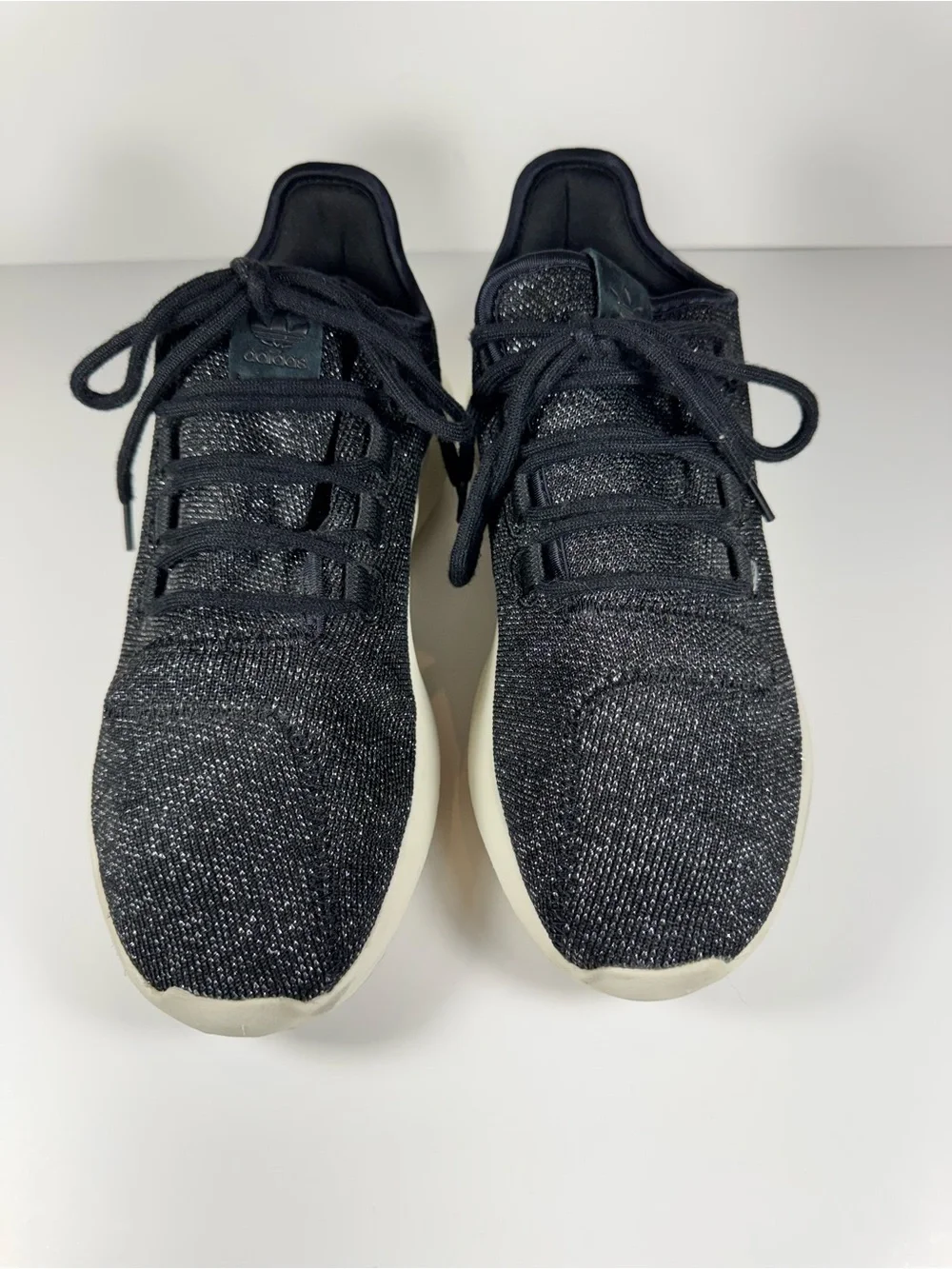 Adidas Tubular Shadow Black Glitter Knit Sneakers Women’s size 9 Athleisure Run